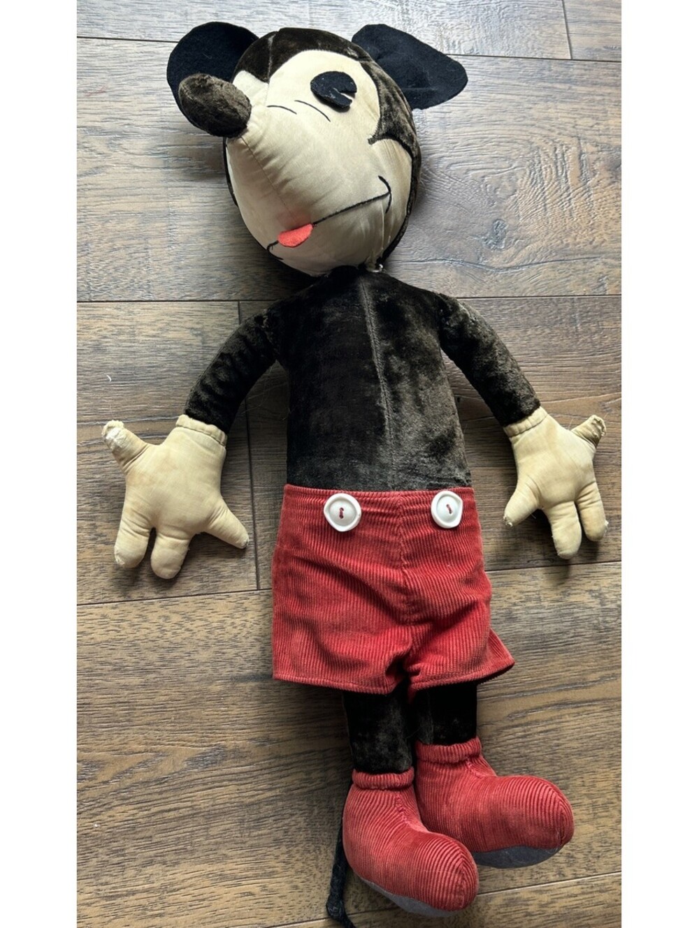 1930s Mickey Mouse Doll 21” Disney Antique Vintage Pie Eyed Rare See Photos
